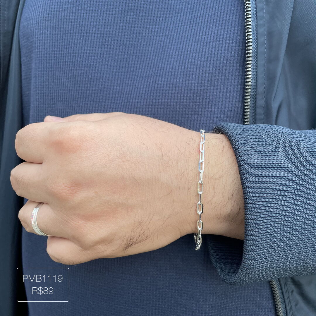 Pulseira Elo Cartier Média Lisa Prateada